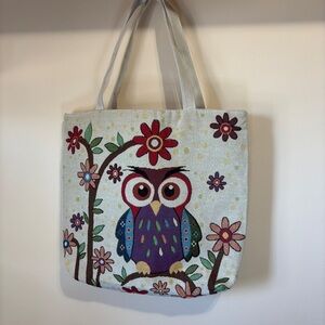 Floral Owl Design Canvas Tote Bag Beach Shopping Bag